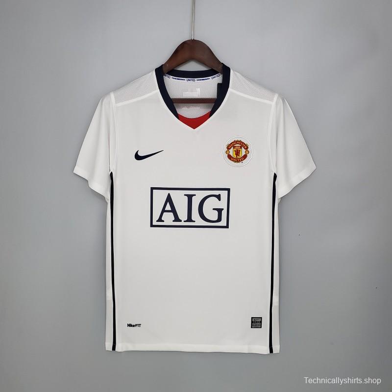 Retro Manchester United 08/09 League Edition away White Soccer Jersey