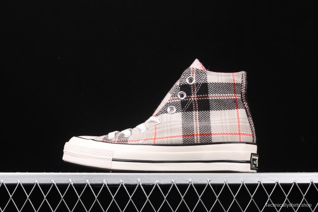 Converse 70s Plaid Scottish plaid fresh vintage casual board shoes 166495C