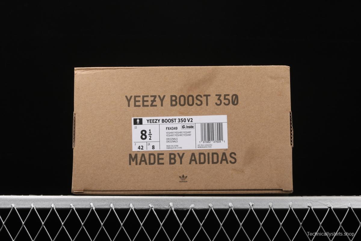 Adidasidas Yeezy Boost 350 V2 Tailgate FX4349 Darth Coconut 350 second generation hollowed-out Asian gray star color BASF popcorn