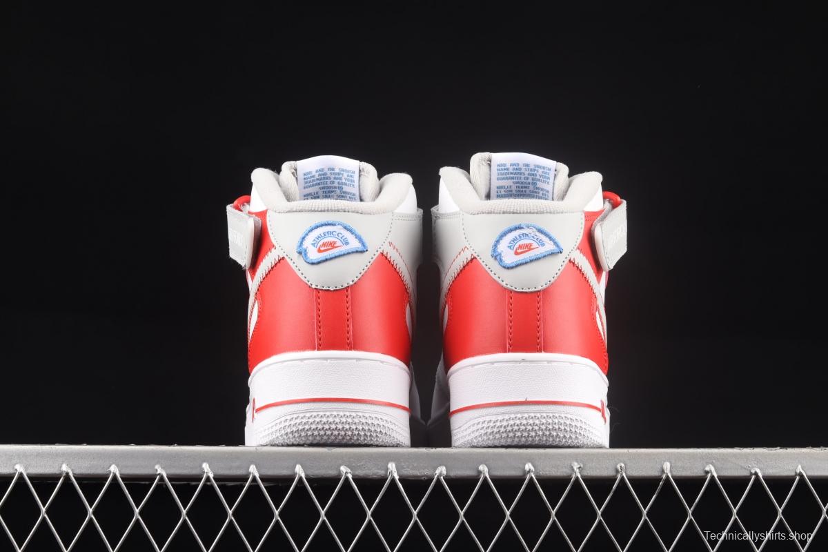 NIKE Air Force 1 Mid Athletic Club white and red medium top casual board shoes DH7451-100