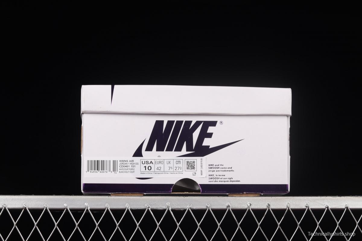 Air Jordan 1 High OG Court Purple White and Purple CD0461-151