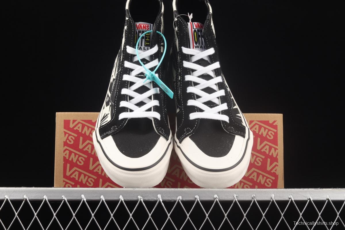 Vans Sk8-Hi 138Decon black and white printed high-top casual board shoes VN0A3MV136K