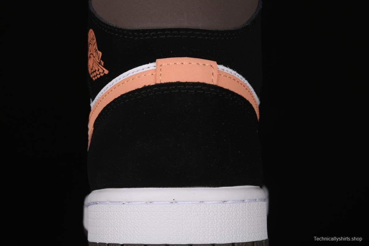 Air Jordan 1 Mid black pink peach goddess festival basketball shoes DH0210-100