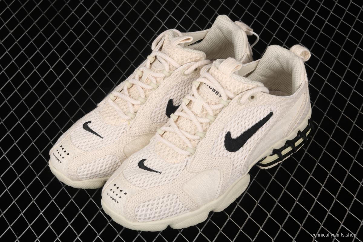 Stussy x NIKE Air Zoom Spiridon Caged 2 Spieli prison East cage 2 generation milky white linen black cloth CQ5486-200