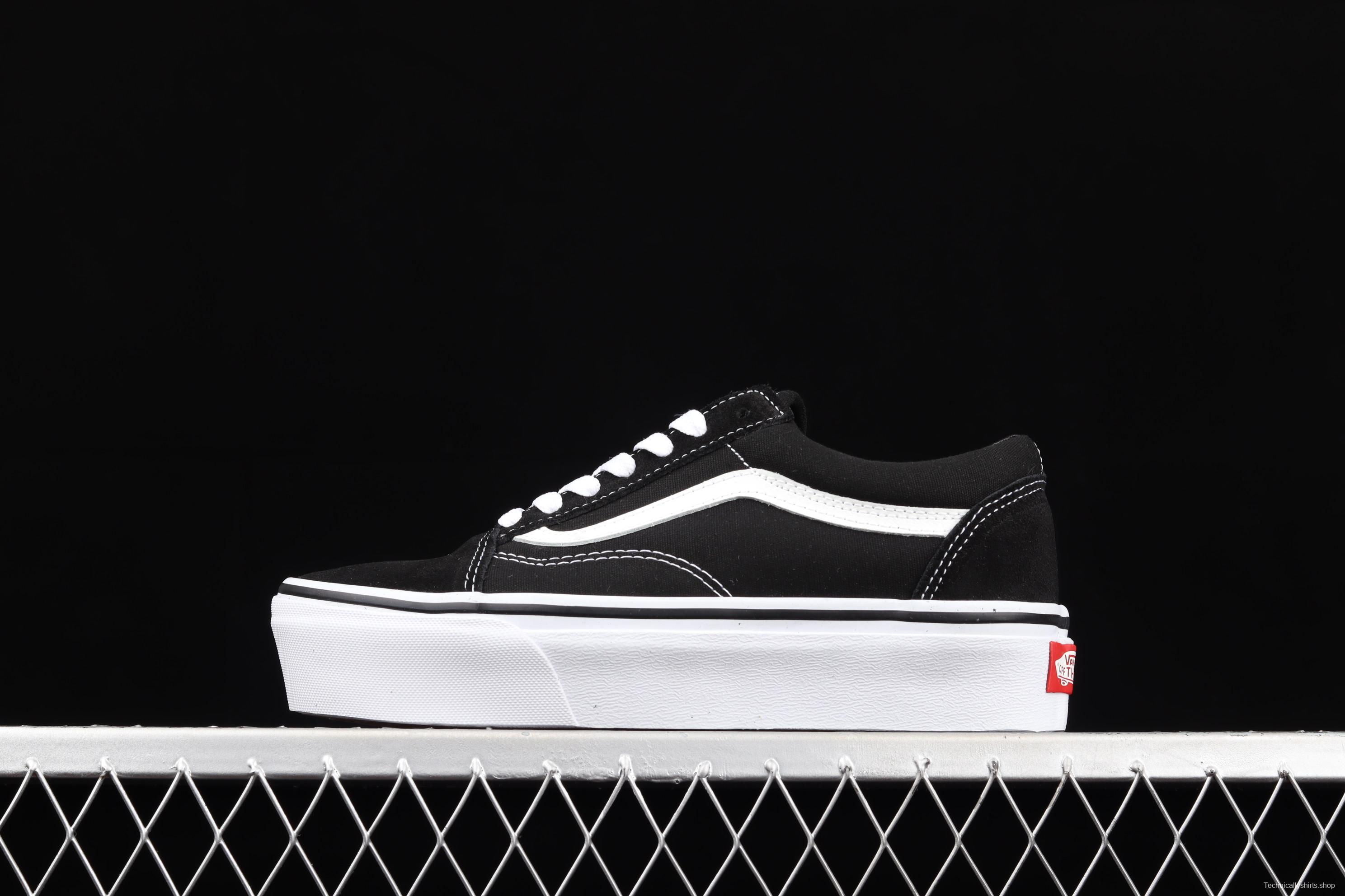 Vans Old Skool Platform classic OS black and white thick-soled low-upper shoes VN0A3B3UY28