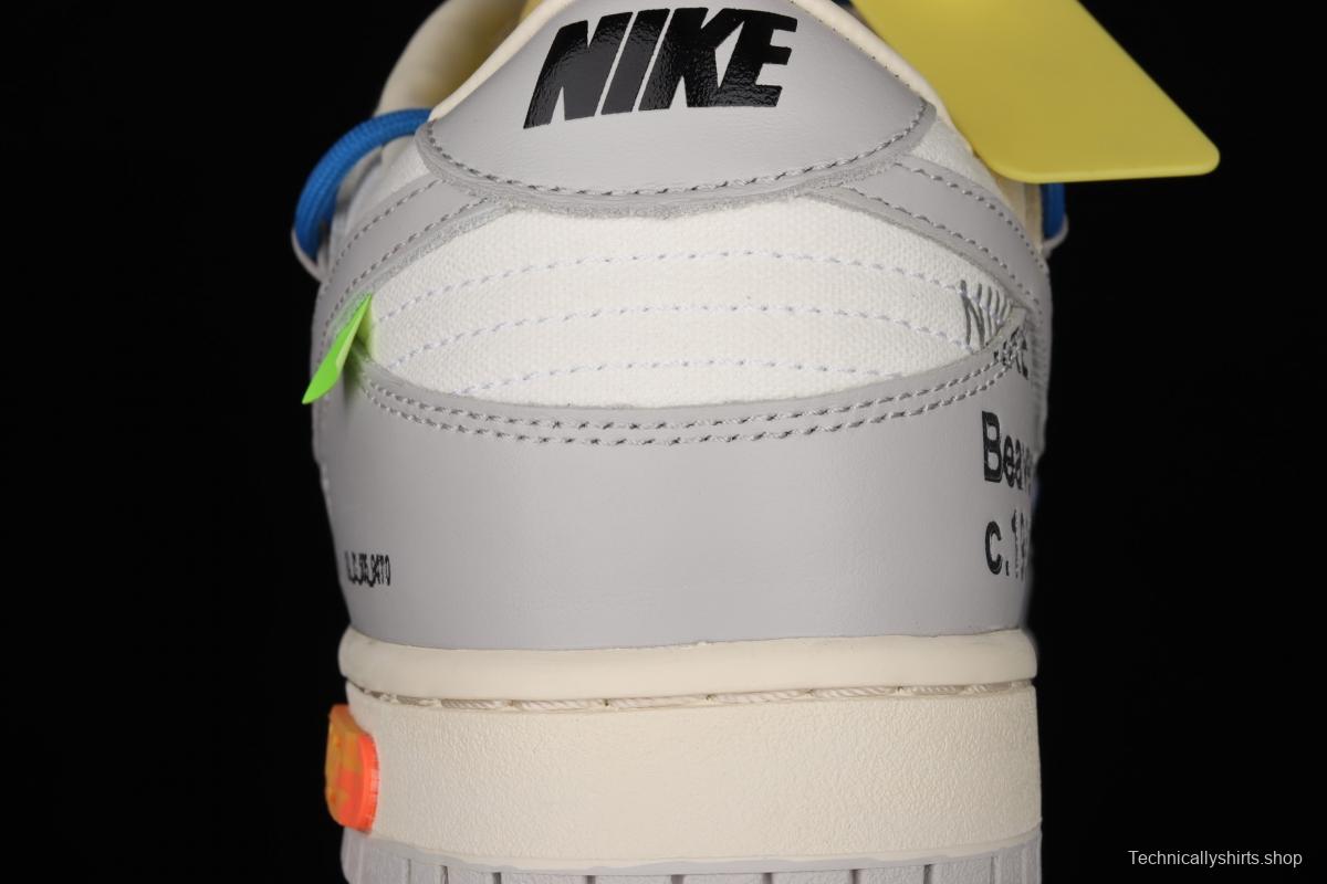 OFF-White x NIKE DUNK Low 04 of 50 OW white gray leisure sports skateboard shoes DM1602-112