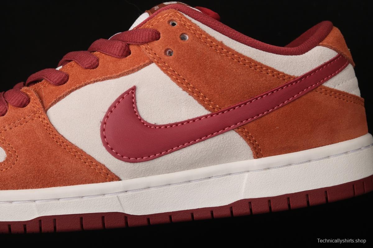 NIKE SB DUNK Low Pro brown-red color matching low-top casual board shoes BQ6817-202