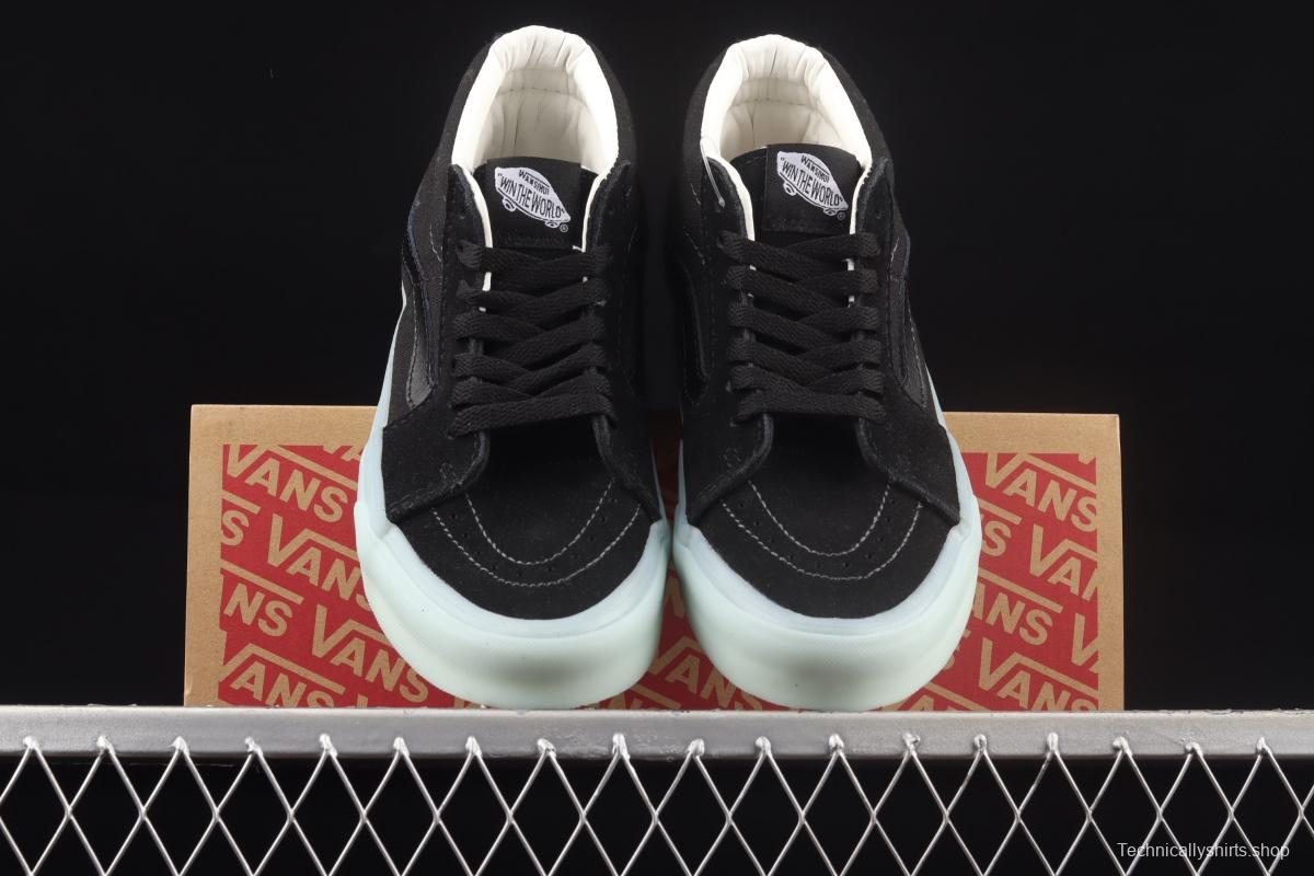 Vans Sk8-Mid 's new cool-feeling transparent glass glue black Zhongbang board shoes VN0A3WM3ABC