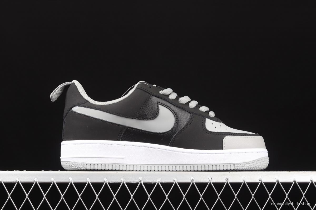 NIKE Air Force 1 Premium ShAdidasow grey Shadow Grey side Logo3M reflective low upper shoes BQ6818-009