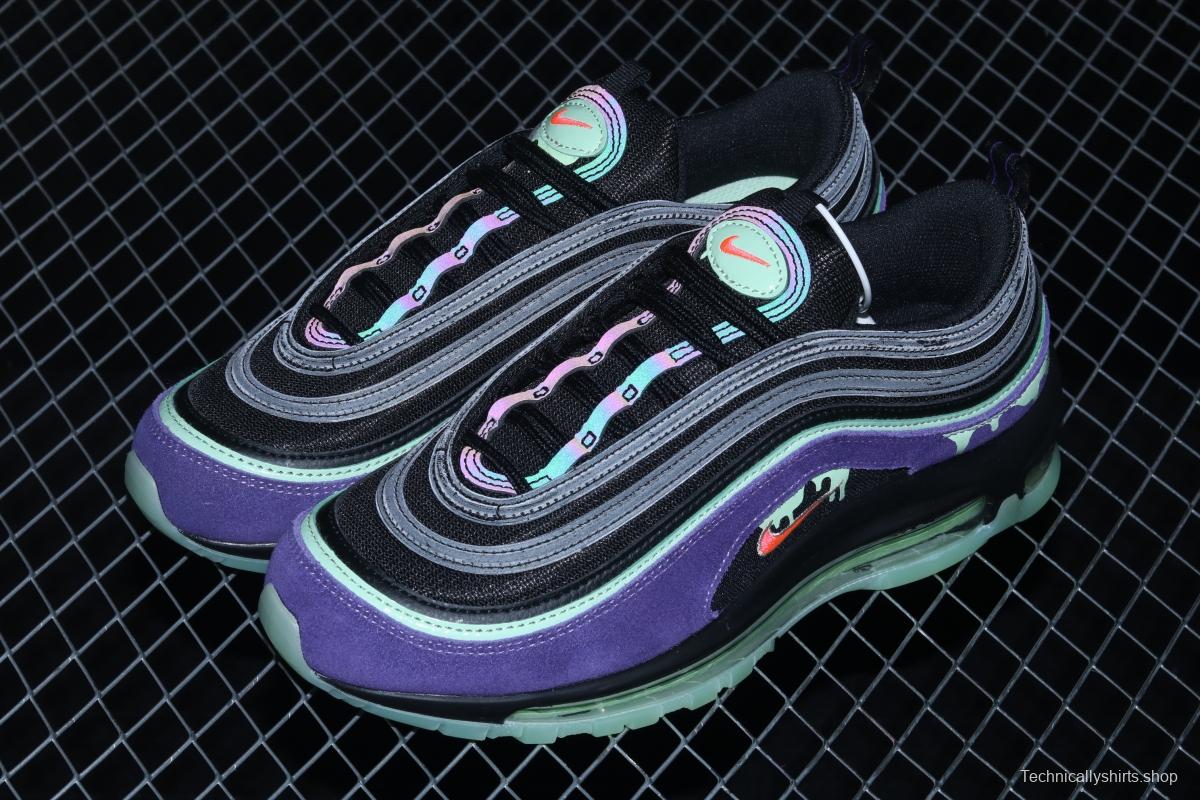 NIKE Air Max 97 Slime Halloween black and purple air cushion running shoes DC1500-001