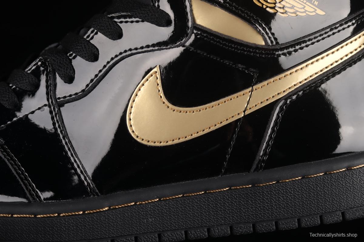 Air Jordan 1 High OG Metallic Gold black gold lacquered leather 555088-032