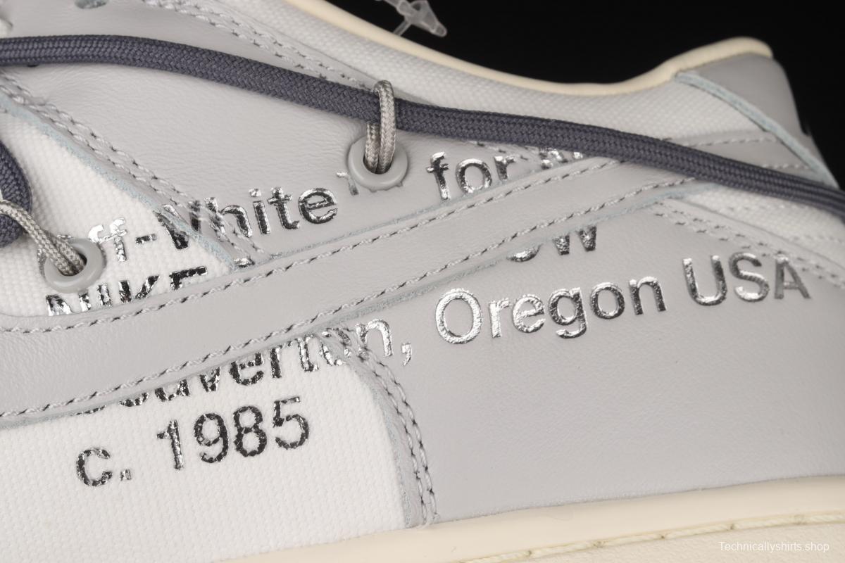 OFF-White x NIKE DUNK Low OW gray SB buckle rebound fashion casual board shoes DM1602-105