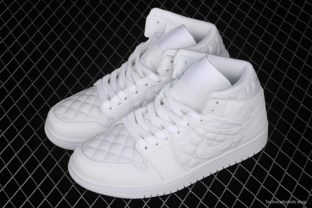 Air Jordan 1 Mid Quilted White Little Chanel Leisure Sport Board shoes DB6078-100