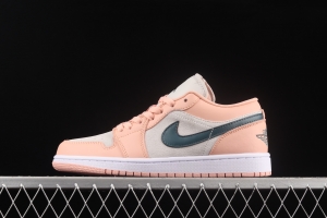 Air Jordan 1 Low pink green low top cultural board shoes DC0774-800