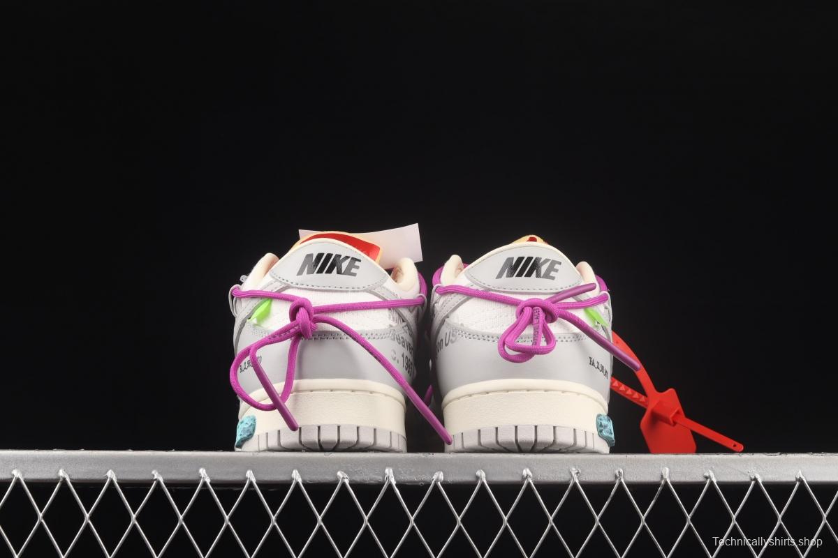 OFF-White x NIKE DUNK Low OW white gray leisure sports skateboard shoes DM1602-101