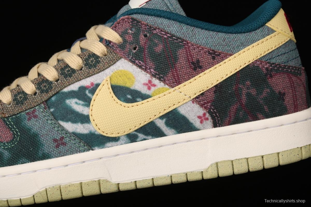 NIKE SB DUNK Low Lemon Wash Slam Dunk Series low-top leisure sports skateboard shoes color tie-dye printing washing CZ9747-900