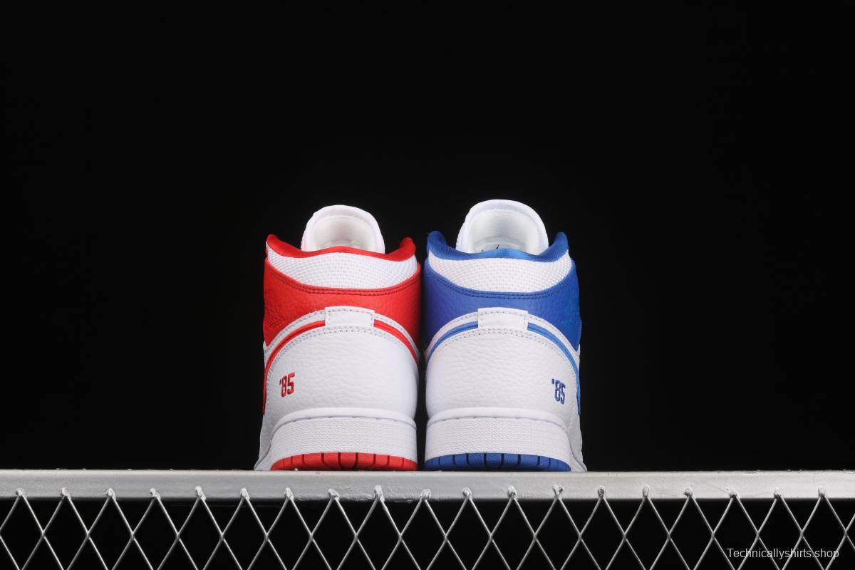 Air Jordan 1 Mid 85 red, white and blue mandarin duck color Zhongbang basketball shoes DH0200-100