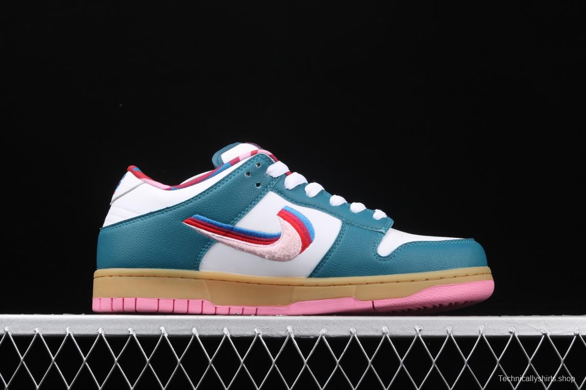 Parra x NIKE SB DUNK Low CN4504-105joint style tricolor hook embroidery rainbow geometric pattern casual low-top skateboard shoes