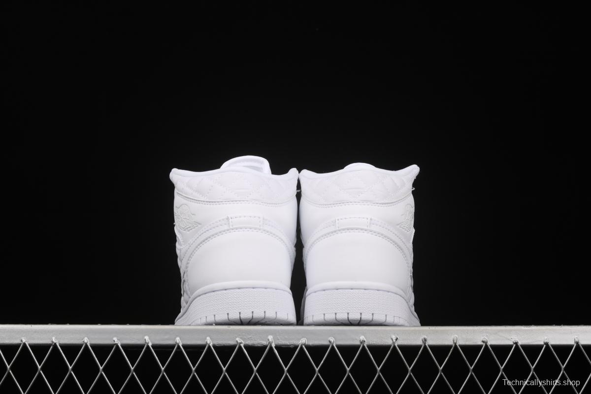 Air Jordan 1 Mid Quilted White Little Chanel Leisure Sport Board shoes DB6078-100