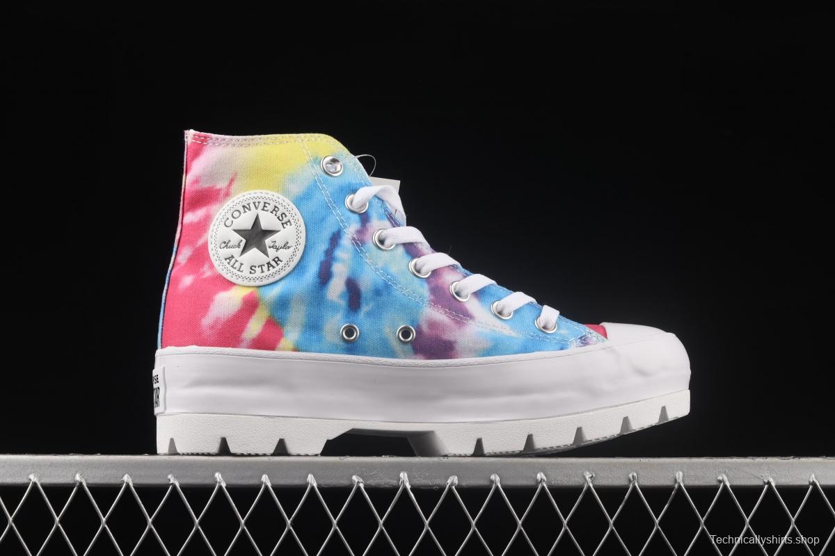 Converse All Star Lugged tie-dye canvas shoes with thick soles and high uppers 572461C