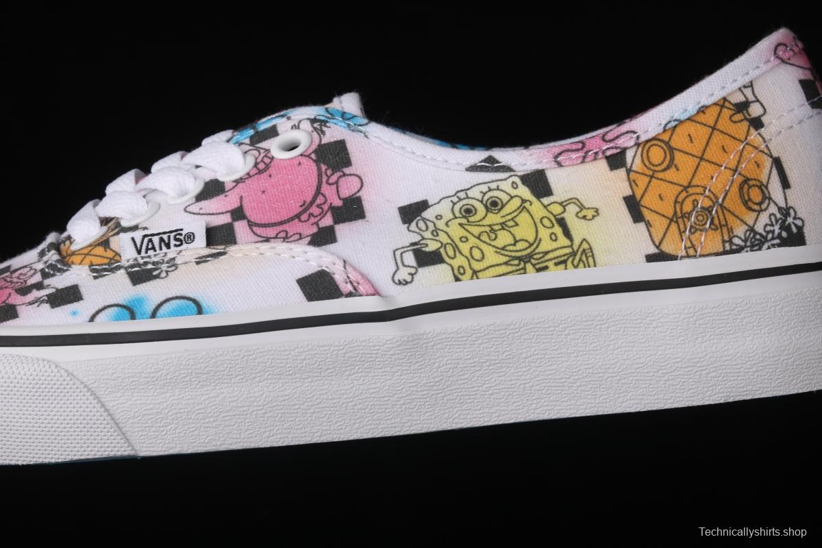 SpongeBob x Vans Authentic color printing cartoon limited edition low-top casual board shoes VN0ASHZSZAS