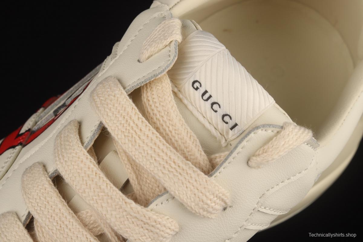 Gucci Rhyton Vintage Trainer Sneaker Gucci daddy 5D leather horn retro jogging daddy shoes DRW009522