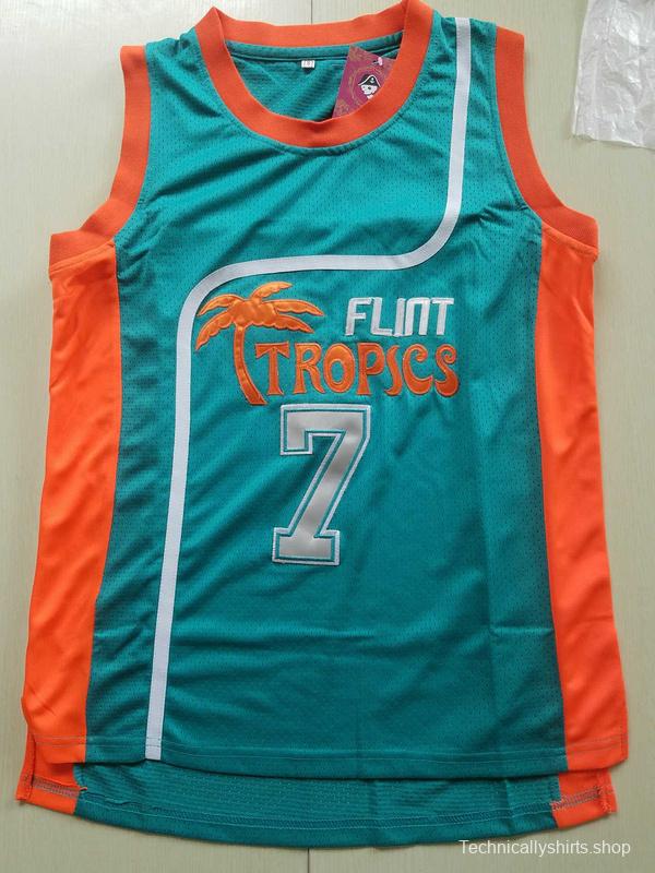 Flint Tropics 7 Coffee Black Basketball Jersey Semi Pro Team New