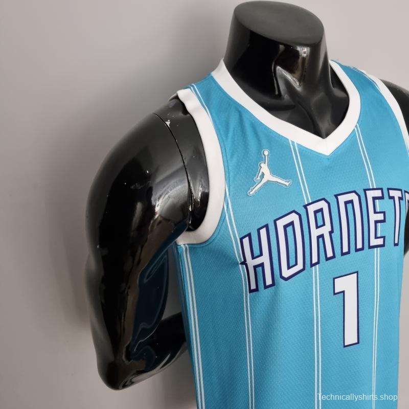 75th Anniversary Ball #1 Charlotte Hornets Blue NBA Jersey