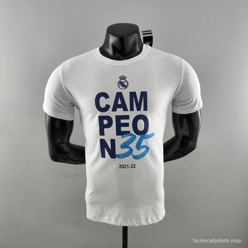 22 23 Real Madrid Mens Campeón 35 T-Shirt Grey  #K000173