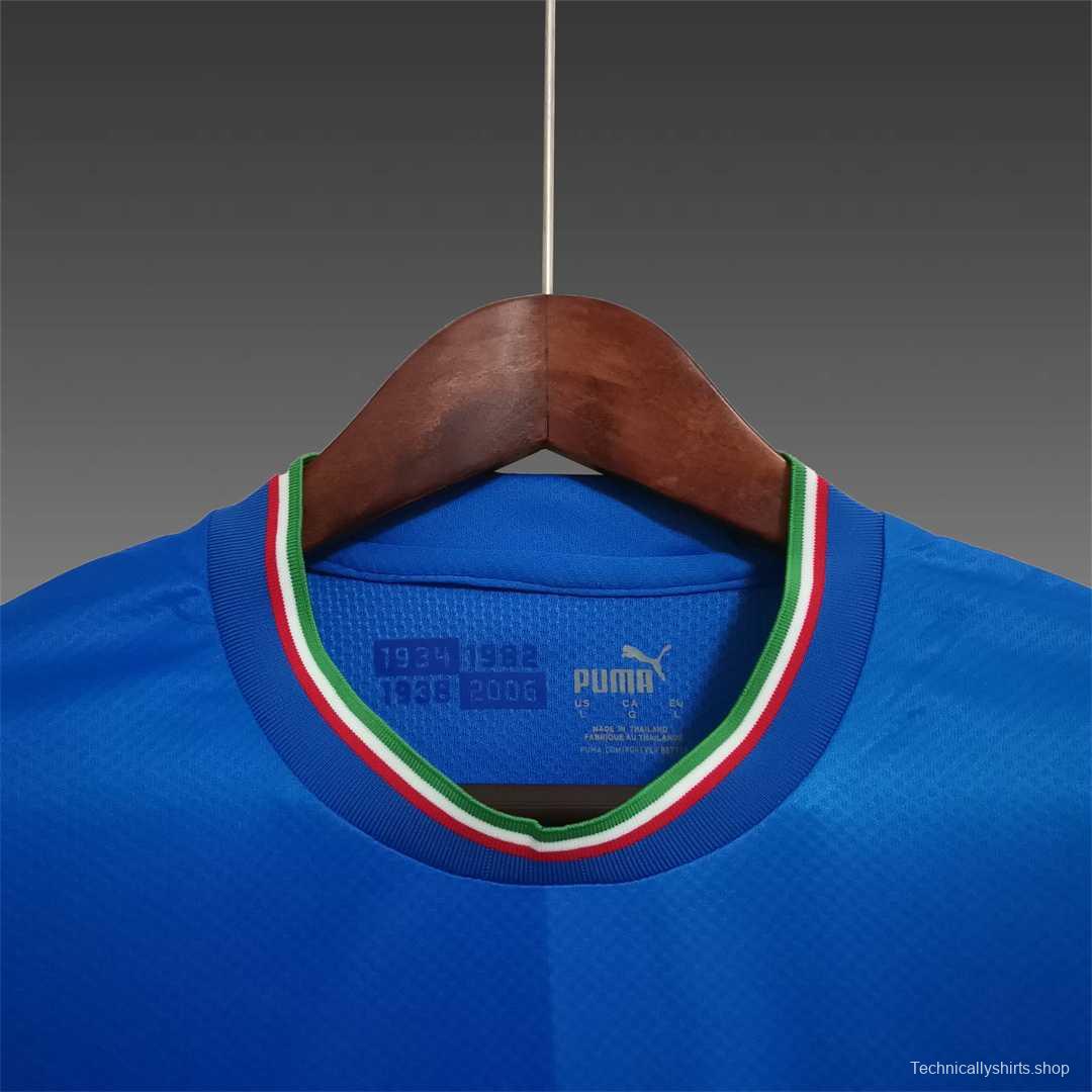 2022 Italy Home Soccer Jersey With Nations League Patch