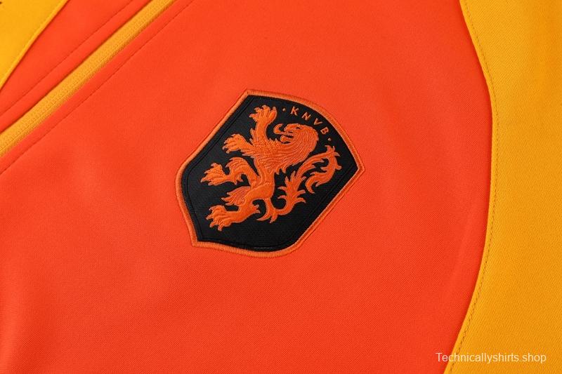 2022 Netherlands Yellow Full Zipper Tracksuit