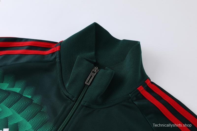 2022 Mexico Dark Green Full Zipper Tracksuit