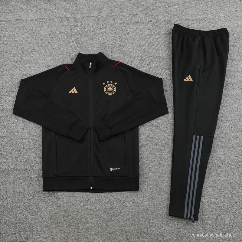 2022 Germany Black Full Zipper Tracksuit