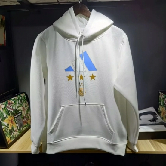 3 Stars Argentina Messi White Hoodie