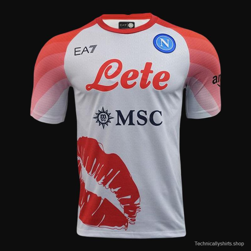 22/23 Napoli Valentine's White/Red Kiss Jersey