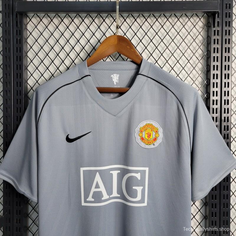 Retro 07-08 Manchester United Gray Goalkeeper Jersey