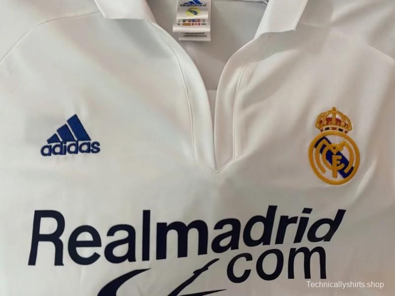 Retro 01/02 Real Madrid Home Jersey League Version With Sponsor