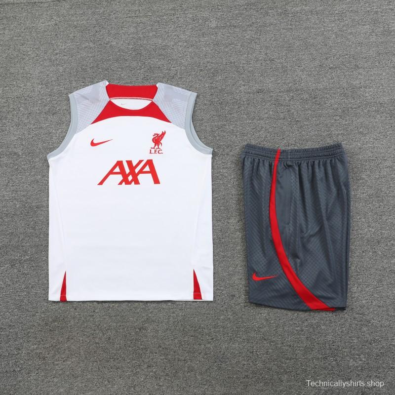 23-24 Liverpool White Vest Jersey+Shorts