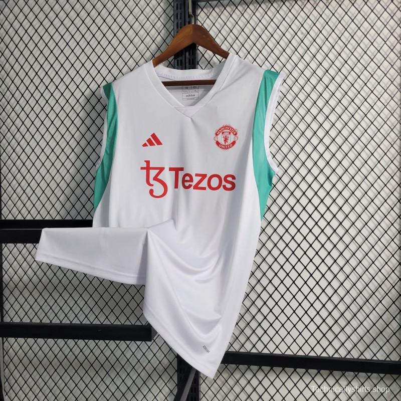 23-24 Manchester United White Training Vest Jersey