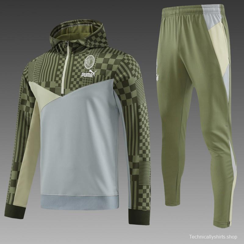 23/24 PUMA Green Grey Hoodie Half Zipper Jacket+Pants