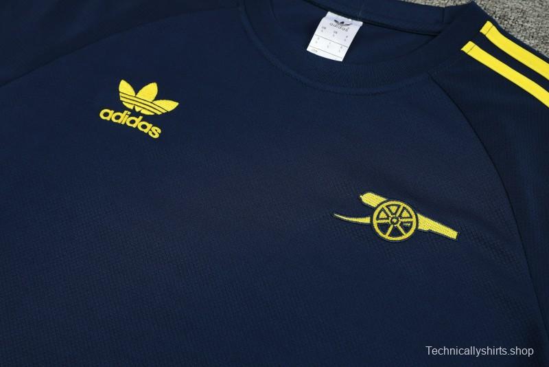 23/24 Arsenal Navy/Yellow Cotton Short Sleeve Jersey+Shorts