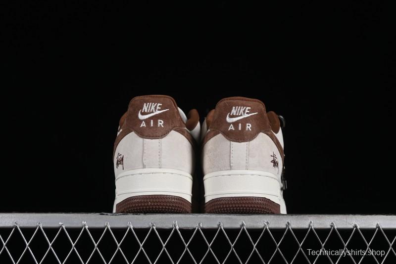 Nike Air Force 1 '07 Low Stussy Collaboration - Coffee Pig Suede Low-Top Casual Sneakers - HD1968-017