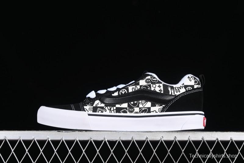 Vans Classics Knu Skool Checkerboard Graffiti Chunky Tongue Skate Shoes - VN0009QC6BT