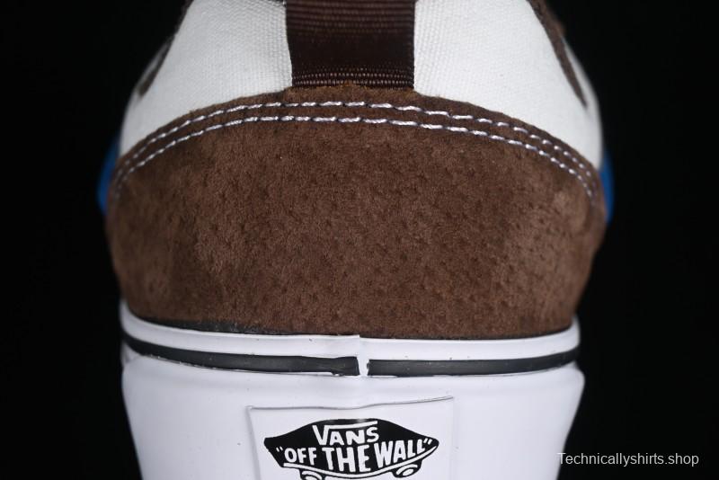 Vans Classics Knu Skool White Blue Brown Colorblock Chunky Tongue Skate Shoes - VN0009QCDMV