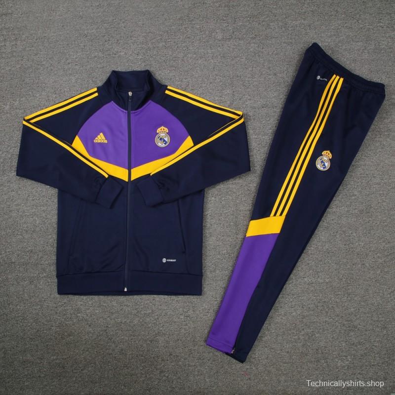 24/25 Real Madrid Black/Purple Full Zipper Jacket +Long Pants