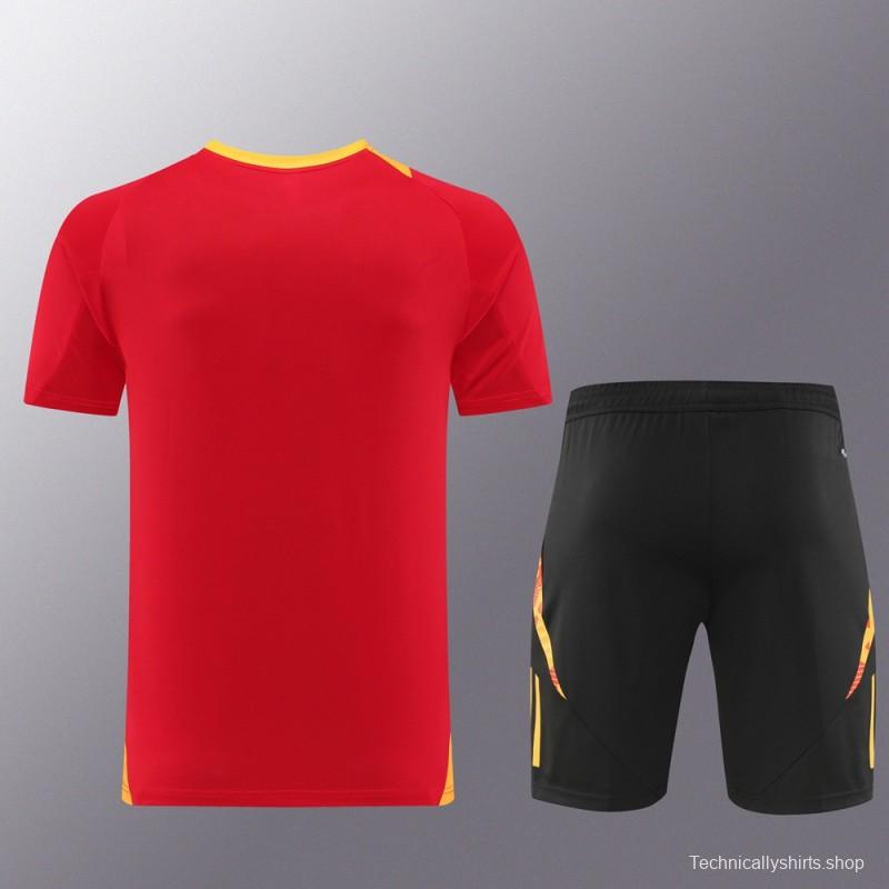 2024 Adidas Red/Yellow Short Sleeve Jersey+Shorts