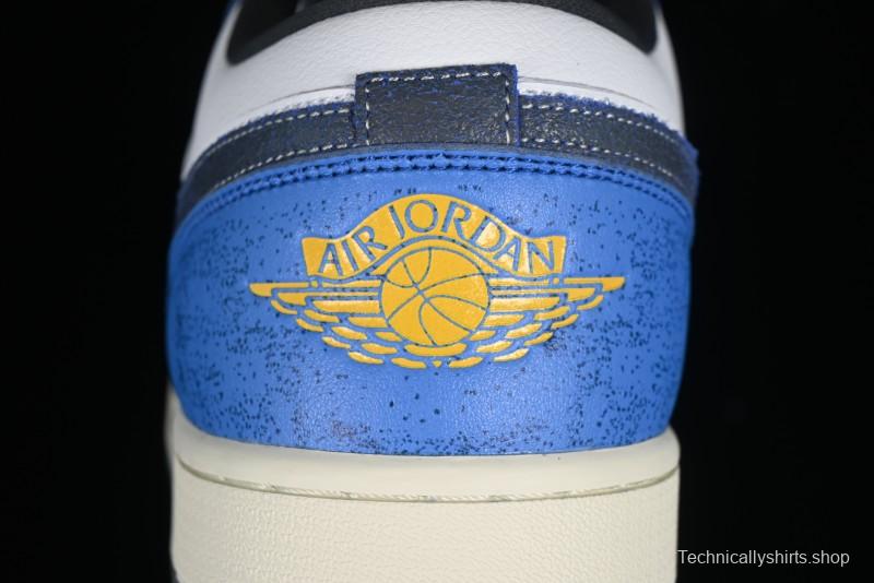 Nike Air Jordan 1 Low Flight Vintage Retro Sneakers in White and Blue - FV8439-104