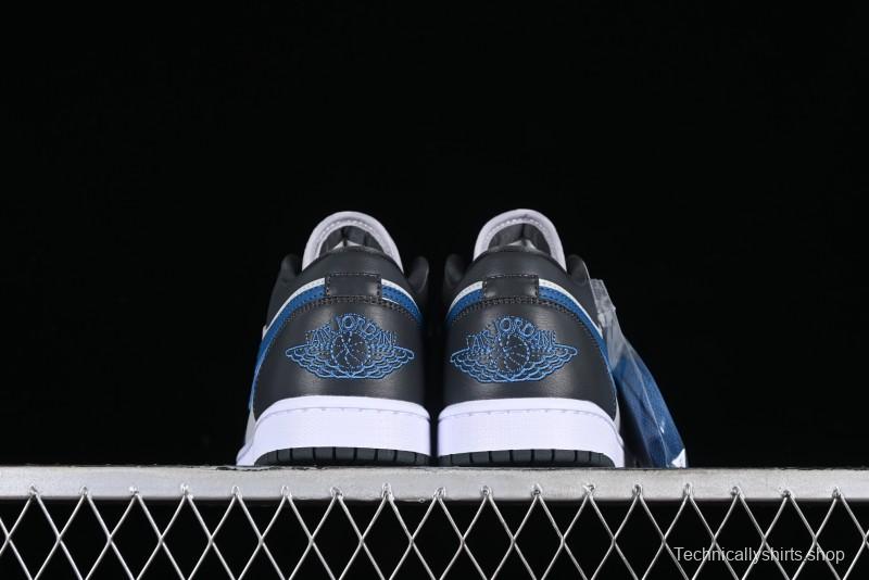 Nike Air Jordan 1 Low AJ1 Black Grey Blue Swoosh Low-Top Lifestyle Basketball Shoes - DC0774-040