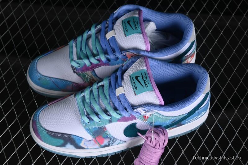 Nike Futura x Dunk Low Pro SB Casual Skate Shoes with Tie-Dye Pattern - HF6061-400