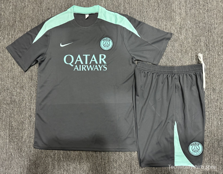 24/25 Kids PSG Grey Short Sleeve Jersey+Shorts